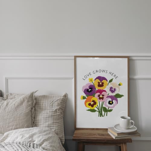Nuberlic Embroidery Kit for Beginners, Pansy Needlepoint Kit - color: Pansy