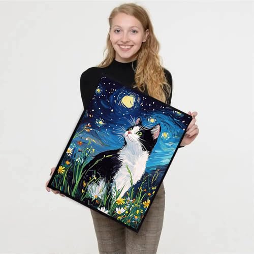 3 Pack Black Cat Scenery Stamped Cross Stitch Kits for Adults Beginners - color: Black Cat