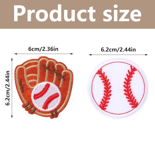 10Pcs Sports Iron On Patches, Baseball Glove Embroidered Patch, Iron On/Sew On Appliques Repair Patch for Clothes Jacket Hat Socks Jeans DIY Embroidery Patches - color: 10PCS Baseball Set