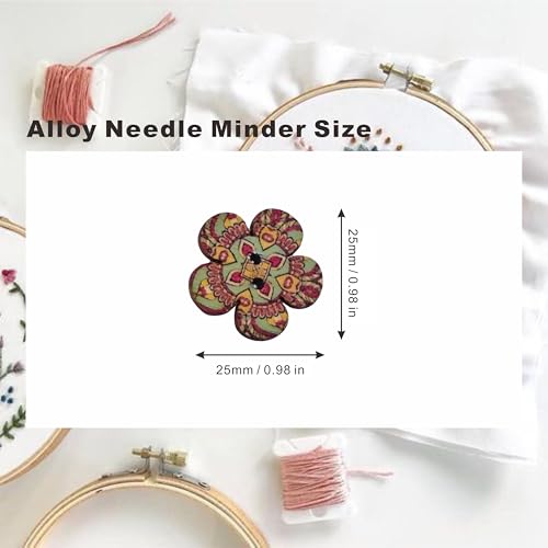 4 Pieces Wooden Floret Needle Minder for Cross Stitch,Needle Minder Magnet-Embroidery Needlework Accessories (L,0.98in) - size: L