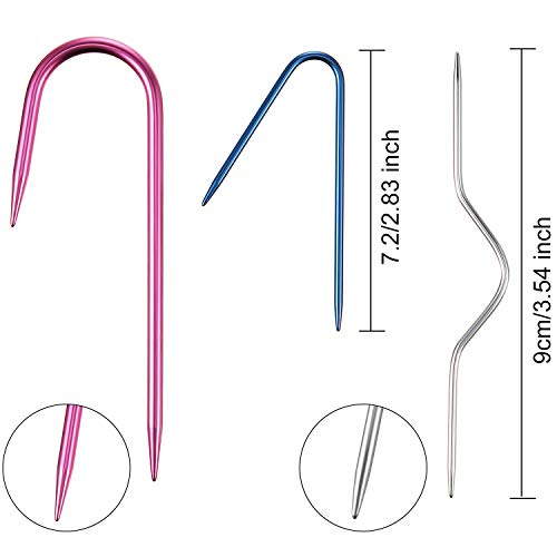WILLBOND 9 Pcs Cable Stitch Holders Aluminum Knitting Needles