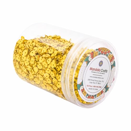 Mandala Crafts 6mm Cup Holographic Light Gold Sequins for Sewing Embroidery - color: Holographic Light Gold, size: 6mm Cup Sequins