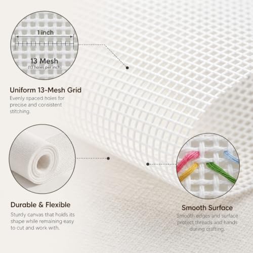 13 Mesh Needlepoint Canvas 20×18 Inch White Cotton Blank Canvas