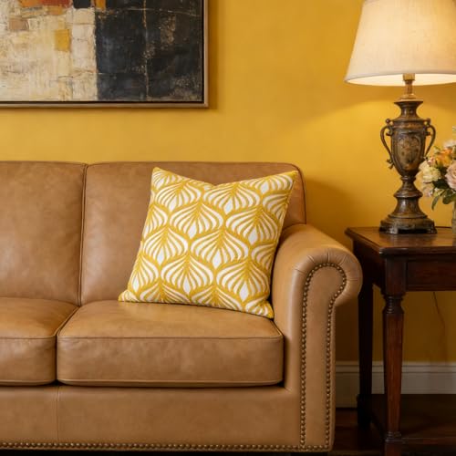 Slow Cow Embroidered Throw Pillow Cover 18 x 18 Inch Yellow - color: Yellow Leaves, size: 18" x 18" (Pack of 1)