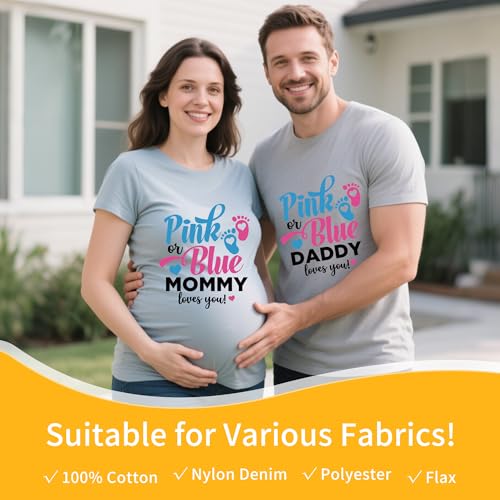 16 Sheets Gender Reveal Iron on Transfers for T-Shirts - style: Pink or Blue