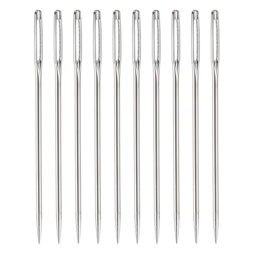 uxcell 50Pcs Large Eye Needles, 2.05" 1.6mm High Carbon Iron Embroidery Thread Needle Sewing Big Eye Needle Knitting Needles for Hand Sewing Art Crafts, Silver - size: 1.25x52mm