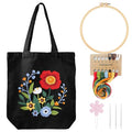 Louise Maelys Embroidery Kit Canvas Tote Bag with Floral Pattern DIY Crafts - color: flower 2