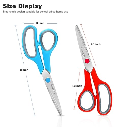 Scissors, Hnncugty 8" Scissors All Purpose Heavy Duty Bulk Set of 6-Pack - color: 6 Pack Multicolor