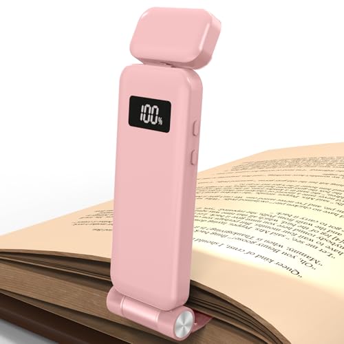 KTEBO Rechargeable Book Light with Clip & Battery Indicator, 9 Luminescence Modes, USB-C Portable 1.6 oz Ultralight Lamp for Night Reading in Bed, Readers - Pink - color: Pink