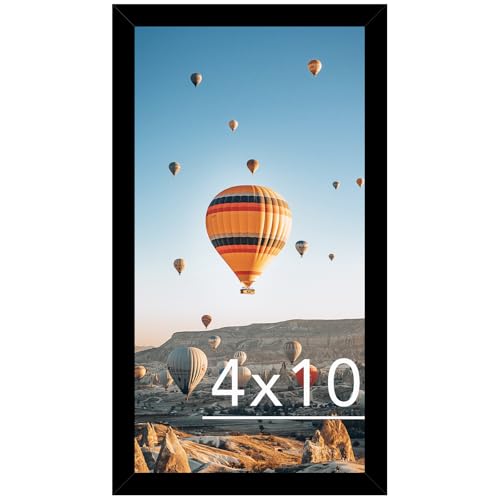 JCJMY 4x10 Picture Frame Black for Wall Hanging or Tabletop, Wall Mounting Horizontally or Vertically, 4 x 10 Wall Gallery Poster Photo Frame with Shatter Resistant Plexiglass, Black - color: Black, size: 4x10 inch