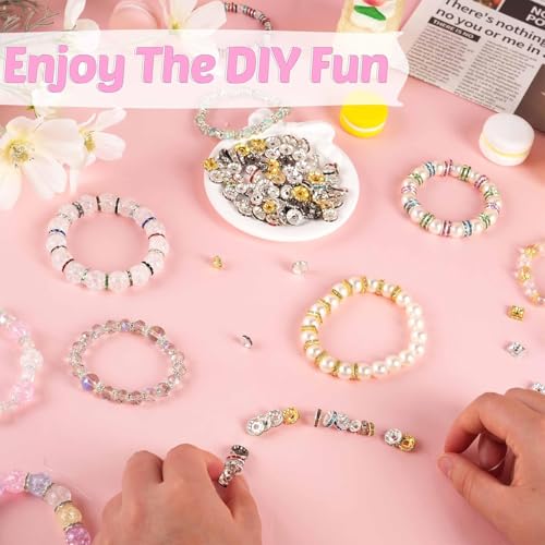 Rhinestone Spacer Beads for Jewelry Making, Bracelet, Pen, Keychain, Crafts