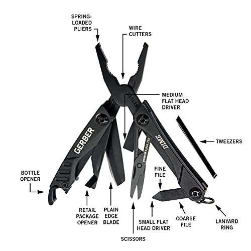 Gerber Dime 12-in-1 Mini Multitool Pliers, Pocket Knife, Bottle Opener, Red - color: Red