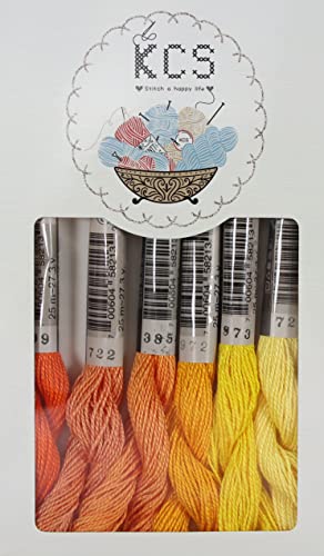 KCS 150 Meters(162 Yards) Mercerized Pearl Cotton Crochet Needlepoint Thread,Size 5,6 skeins,Mixed Color 07 - color: 6color07, size: 6 skeins