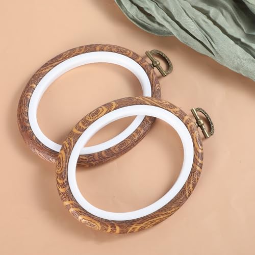 2Pcs Oval Fancy Embroidery Hoop, 3"x3.75" Decorative Cross Stitch Hoops, Imitated Wood Resin Embroidery Frame Hoop for DIY Decoration and Art Craft Sewing