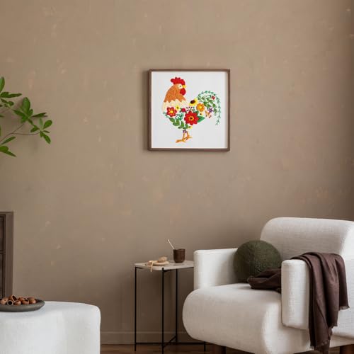 Louise Maelys Embroidery Kit for Beginners with Funny Rooster and Flower - color: Rooster