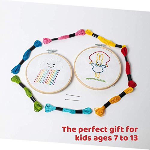 CraftLab Embroidery Kit for Kids - Beginner Sewing Kit with 10 Projects, Hoops, Thread, Patterns