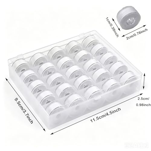 25pcs White Sewing Thread with Storage Box and Spool Prewound Bobbins Polyester Thread for Hand Machine Sewing Embroidery - color: white