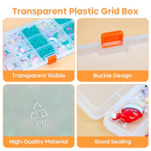 Moon Magpie 2PACK Extra Thick Bead Organizers, 15 Grid Mini Clear Plastic Storage Box Craft Containers for Nail jewelry rhinestones DIY Supply Case - size: 2P-FixedGrid