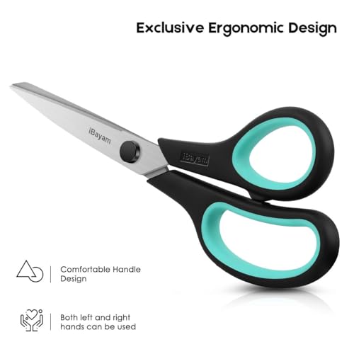 iBayam 8.5" Heavy Duty Scissors All Purpose for Office School Crafts Sewing - color: Red, Green, Blue, size: 3-Pack
