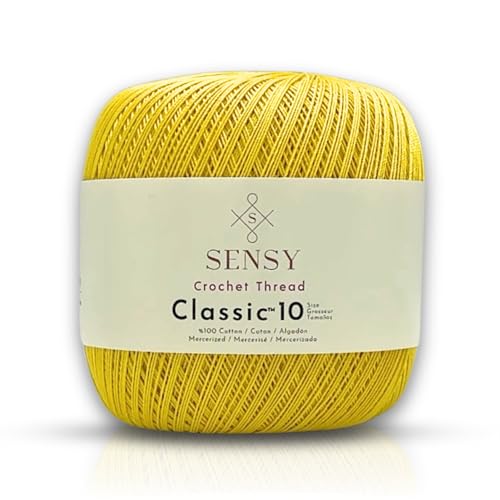 S Sensy Classic Size 10-Mercerized Giza Cotton #0 Lace Yarn Yellow 618yds - color: Yellow, size: 1 Skein