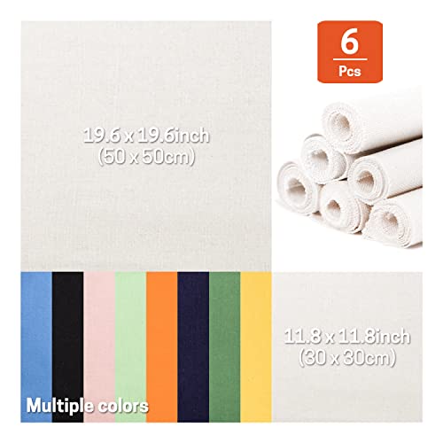 6 Pcs Linen Needlework Fabric, Square Embroidery Fabric 9 Colors Stitch Cloth for Garment Crafts and Decoration Embroidery Project - color: Lily White, size: 12 * 12 inch