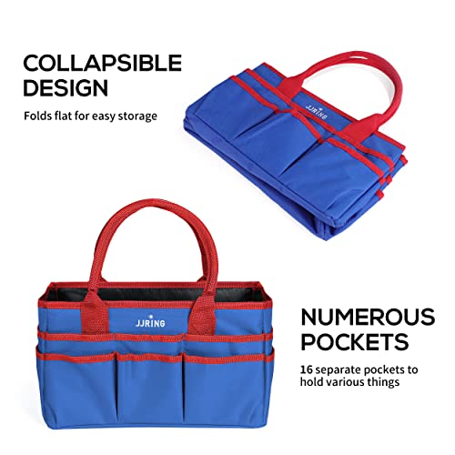 JJRING 600D Nylon Craft & Art Organizer Tote Bag With Pockets, Red And Blue - color: Dark blue, size: Small