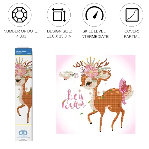 DIAMOND DOTZ Be The Queen Deer Diamond Painting Kit for Adults with Gems - size: 35 x 35 cm (13.8 x 13.8 in)