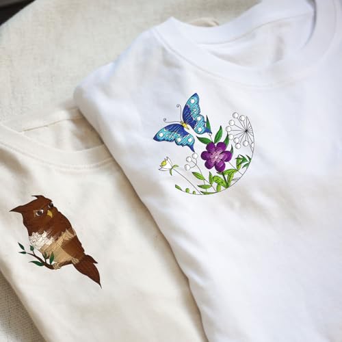 4 Sheets Water Soluble Hand Sewing Stabilizers 11.69x8.27 Inches Owl and Flower Stick and Stitch Embroidery Paper Adhesive Embroidery Transfer Paper for Shirts Coats Bags - style: Owl and Insect