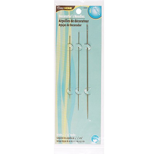 Dritz Home 44003 Decorator's Hand Needles, Size 4, 5 & 6-Inch, Nickel (3-Piece)