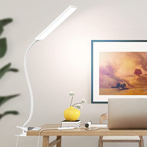 Vansuny Clip on LED Desk Lamp, Eye-Caring USB Reading Light for Home Office - color: White