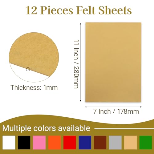 12 Pcs Felt Sheets, 7x11 Inch Stiff Felt for Crafts DIY, Beige - color: Beige