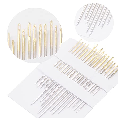 4 Pieces Embroidery Hoop Ring Plastic Cross Stitch Hoops Set Imitated Wood Display Frame Circle and Oval Embroidery Kits for Art Craft Sewing and Hanging,With 16pcs Gold Eye Sewing Needles - style: 4 pcs circle sizes