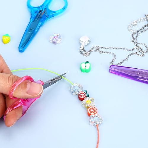 3Pcs Small Craft Scissors 3.4"Tiny Travel Scissor Mini Craft Scissors Set All Purpose Stainless Steel with Protective Cover Fine Tips Design for Paper Cutting Scrapbooking Crochet(Pink Purple Blue)