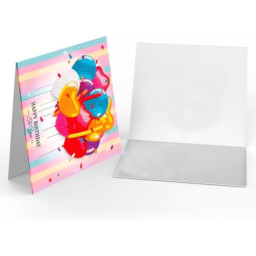 Diamond Art Painting Happy Birthday Cards, 8 Packs 5D Diamond Greeting Cards Kits for Adults DIY Diamond Art Birthday Cards with Envelopes Birthday Gifts for Families, Friends, Partners - color: Happy Birthday - 8 Packs