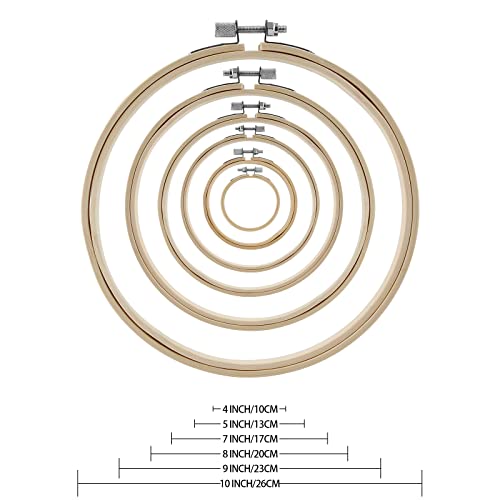 Piutouyar 6 Pieces 4Inch to 10Inch Embroidery Hoops Set, Cross Stitch Hoop