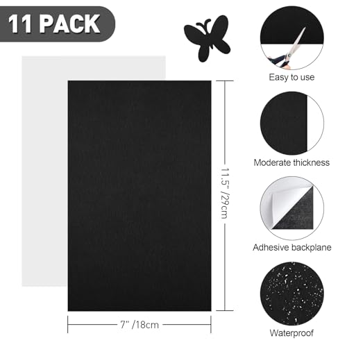 NACHLYNN Self Adhesive Felt Fabric Sheets 7"x11.5" /18x29cm Sticky Back Felt Fabric for Crafts Art Project DIY Sewing Patchwork Decoration (11, Black) - color: Black