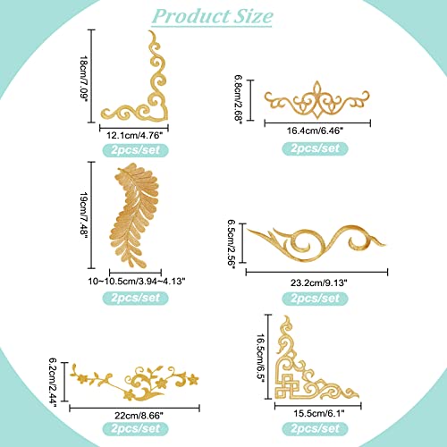 NBEADS 12 Pcs Gold Flower Embroidery Patch, Embroidery Lace Flower Patches Iron on Patches Sew on Patches for Wedding Dress Decoration Repair Clothing Backpacks Jeans Caps - color: Gold 12pcs
