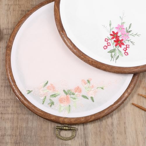 15Pcs 6 Inch Round Embroidery Hoops Frame, Circle Display Cross Stitch Hoop Frame Imitated Wood Embroidery Frames for Art Craft Handy Sewing Decoration