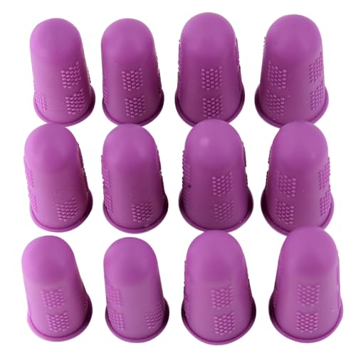 Finger Protectors [Flex Series - 12-Pack] Silicone Non-Stick Finger Covers | Purple | Small (6) / Medium (6) for Hot Glue | Sewing | Adhesives | Scrapbooking - color: Small & Medium - Orchid [12-Pack]
