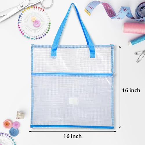 Cosblank 16x16inch Sew Project Bag Jumbo Needlepoint Project Bag, Blue - color: blue