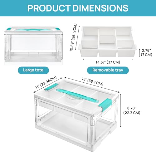 Vtopmart 24 QT Clear Craft Organizer with Removable Tray & Dividers, 1 Pack