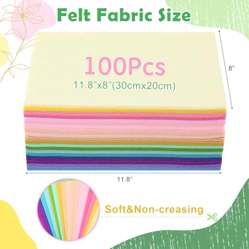 Tegeme 100 Pcs 8 x 12 Inches Felt Sheet for Craft Thin, Macaron Series - color: Macaron Series