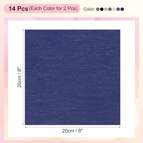 PATIKIL Cotton Fabric Bundles, 14 Pcs 8 x 8 Inch Fat Quarter Solid Color Precut Fabric Squares for Sewing Patchwork Quilting DIY Crafts, Blue Grey - color: Blue Grey, size: 8 x 8 Inch