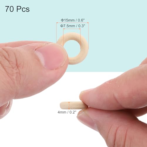 MECCANIXITY 100pcs 0.6" Unfinished Wooden Rings Smooth Natural Wood Macrame Rings for Curtain Connectors DIY Crafts Knitting Decoration Jewelry Making - size: 0.6"