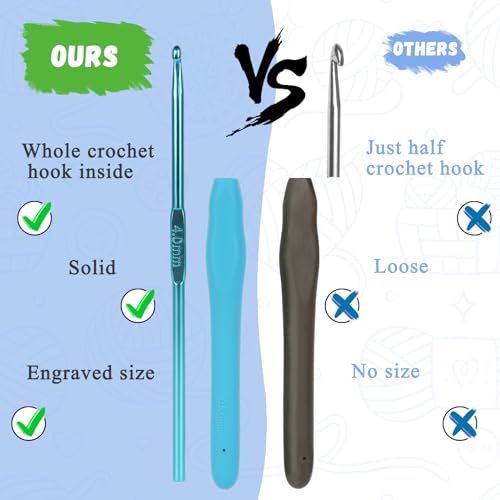 Coopay Crochet Hooks Set-Ergonomic Soft Grip Metal Crochet Needle (2mm-6mm) - color: Ergonomic Metal Hook Set