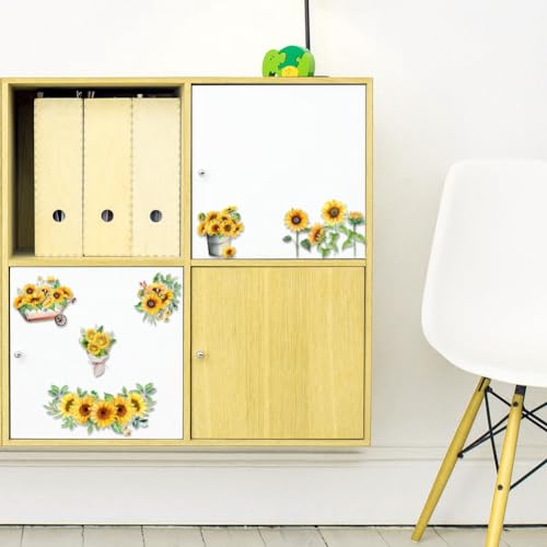 3 Sheets Sunflower Rub on Transfer Waterproof Furniture Transfers Decals Summer Flower Farmhouse Rub on Decals 6 x 12 Butterfly Transfer Stickers for Wood Door Cabinet Craft Home Decor - style: Sunflower
