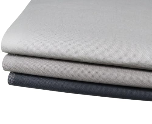 KCS 3 pc of 15" x 18"(38cmx45cm) 16 Count Cross Stitch Cotton Aida Cloth Needlework Rolled Fabric Box,16CT,Medium Grey+Dark Grey+Black - color: Medium Grey+dark Grey+black, size: 16CT