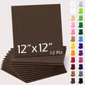 12" x 12" Felt Sheets for Crafts, 2mm Stiff Felt Fabric (12 Pcs), Brown - color: Brown