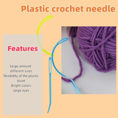 80PCS Plastic Yarn Needles Large Eye Blunt Tapestry Needles Crochet Projects Needles Bulk Safety Blunt Needles for Yarn (80)