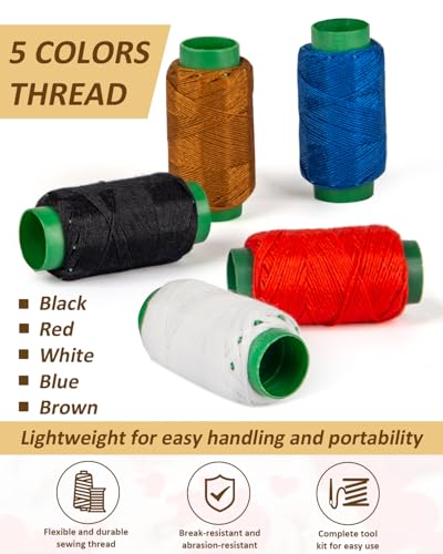 36 Pcs Sewing Tool Set, Premium Big Eye Steel Needles, Threader, Thimble, Seam Ripper & Threads Complete Needle Repair Kit for Hand Sewing